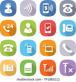flat vector icon set - call center vector, wireless, phone pay, 24, support manager, mobile checking, intercome, laptop wifi, office, sim card, antenna signal, no