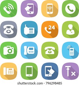 flat vector icon set - call vector, touch, phone wireless, 24, support manager, camera, intercome, mobile, office, touchscreen, no signal