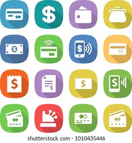 flat vector icon set - card vector, dollar, wallet, purse, money, tap to pay, phone, credit, receipt, account balance, mobile, cashbox