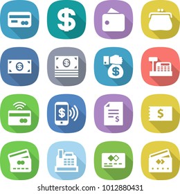 flat vector icon set - card vector, dollar, wallet, purse, money, gift, cashbox, tap to pay, phone, account balance, receipt, credit