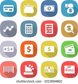 flat vector icon set - card vector, purse, money, gift, graph, calculator, abacus, dollar arrow, receipt, credit, bar code, cashbox, invoice