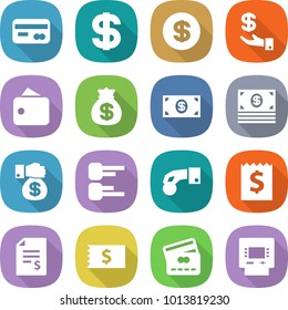 flat vector icon set - card vector, dollar, investment, wallet, money bag, gift, diagram, hand coin, receipt, account balance, credit, atm