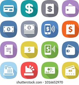flat vector icon set - card vector, dollar, receipt, wallet, money, phone pay, account balance, mobile, cashbox, credit