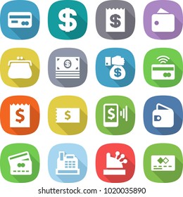 flat vector icon set - card vector, dollar, receipt, wallet, purse, money, gift, tap to pay, mobile, credit, cashbox
