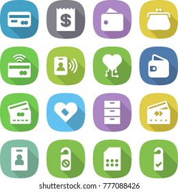 flat vector icon set - card vector, receipt, wallet, purse, tap to pay, pass, cardio chip, credit, pacemaker, archive, identity, do not distrub, sim, please clean