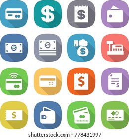 flat vector icon set - card vector, dollar, receipt, wallet, money, gift, cashbox, tap to pay, credit, account balance