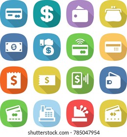 flat vector icon set - card vector, dollar, wallet, purse, money, gift, tap to pay, credit, receipt, mobile, cashbox