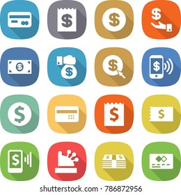 flat vector icon set - card vector, receipt, dollar, investment, money, gift, arrow, phone pay, coin, credit, mobile, cashbox