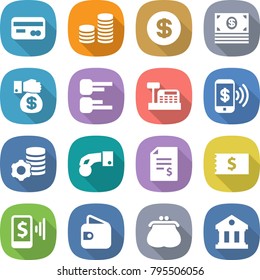 flat vector icon set - card vector, coin stack, dollar, money, gift, diagram, cashbox, phone pay, virtual mining, hand, account balance, receipt, mobile, wallet, purse, library