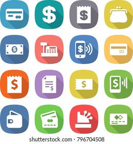 flat vector icon set - card vector, dollar, receipt, purse, money, cashbox, phone pay, credit, account balance, mobile, wallet