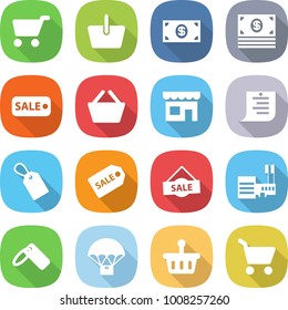 flat vector icon set - cart vector, basket, money, sale, shop, shopping list, label, mall, parachute delivery