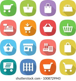 flat vector icon set - cart vector, basket, shopping bag, cashbox, add to, shop, store, delivery, pallet