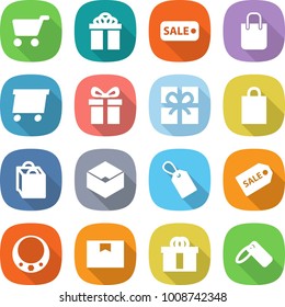 flat vector icon set - cart vector, gift, sale, shopping bag, delivery, box, label, necklace, package, hi quality
