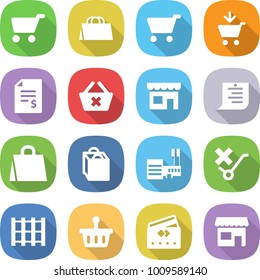flat vector icon set - cart vector, shopping bag, add to, account balance, delete, shop, list, mall, do not trolley sign, pallet, basket, credit card