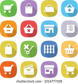 flat vector icon set - cart vector, shopping bag, add to basket, remove from, delete, shop, list, do not trolley sign, pallet, credit card