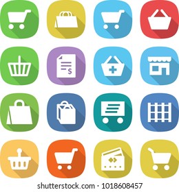 flat vector icon set - cart vector, shopping bag, basket, account balance, add to, shop, delivery, pallet, credit card