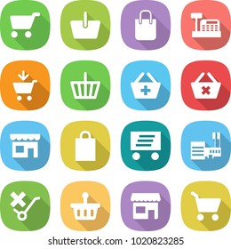 flat vector icon set - cart vector, basket, shopping bag, cashbox, add to, delete, shop, delivery, mall, do not trolley sign