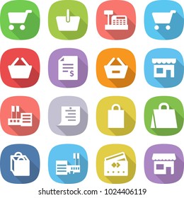 flat vector icon set - cart vector, basket, cashbox, account balance, remove from, shop, store, shopping list, bag, mall, credit card