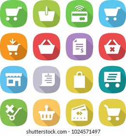 flat vector icon set - cart vector, basket, tap to pay, add, account balance, delete, shop, shopping list, bag, delivery, do not trolley sign, credit card
