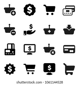 Flat vector icon set - cart vector, credit card, investment, dollar medal, monitor, basket