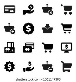 Flat vector icon set - cart vector, credit card, investment, dollar medal, monitor, basket