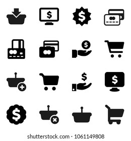Flat vector icon set - cart vector, credit card, investment, dollar medal, monitor, basket