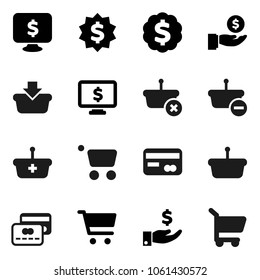 Flat vector icon set - cart vector, investment, dollar medal, monitor, credit card, basket