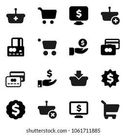 Flat vector icon set - cart vector, credit card, investment, dollar medal, monitor, basket