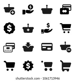 Flat vector icon set - cart vector, credit card, investment, dollar medal, basket