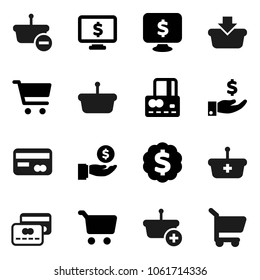 Flat vector icon set - cart vector, credit card, investment, dollar medal, monitor, basket