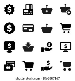 Flat vector icon set - cart vector, credit card, investment, dollar medal, monitor, basket