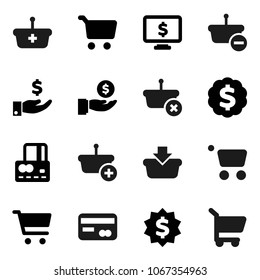Flat vector icon set - cart vector, credit card, investment, dollar medal, monitor, basket