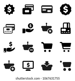 Flat vector icon set - cart vector, credit card, investment, dollar medal, monitor, basket