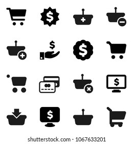 Flat vector icon set - cart vector, investment, dollar medal, monitor, credit card, basket