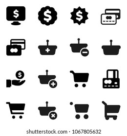 Flat vector icon set - cart vector, credit card, investment, dollar medal, monitor, basket