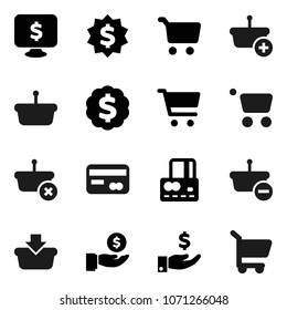 Flat vector icon set - cart vector, credit card, investment, dollar medal, monitor, basket