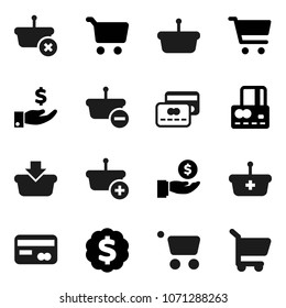 Flat vector icon set - cart vector, credit card, investment, dollar medal, basket