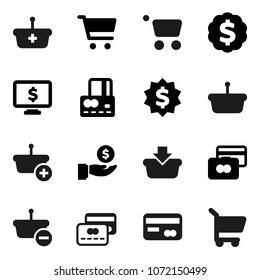 Flat vector icon set - cart vector, credit card, investment, dollar medal, monitor, basket