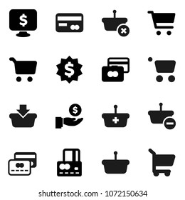 Flat vector icon set - cart vector, credit card, investment, dollar medal, monitor, basket