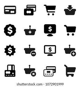 Flat vector icon set - cart vector, credit card, dollar medal, monitor, basket