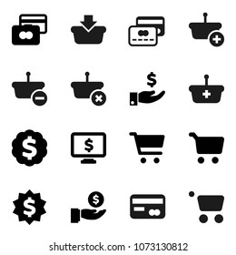 Flat vector icon set - cart vector, credit card, investment, dollar medal, monitor, basket