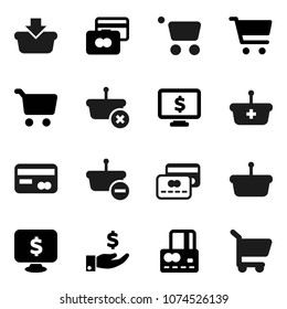 Flat vector icon set - cart vector, credit card, investment, monitor dollar, basket