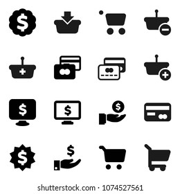 Flat vector icon set - cart vector, credit card, investment, dollar medal, monitor, basket