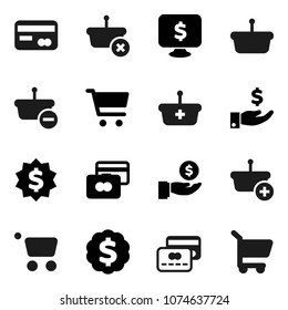 Flat vector icon set - cart vector, credit card, investment, dollar medal, monitor, basket