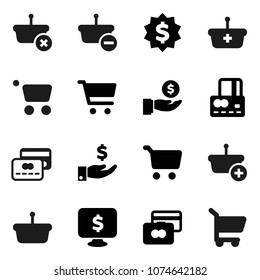 Flat vector icon set - cart vector, credit card, investment, dollar medal, monitor, basket