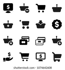 Flat vector icon set - cart vector, credit card, investment, dollar medal, monitor, basket