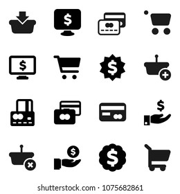 Flat vector icon set - cart vector, credit card, investment, dollar medal, monitor, basket
