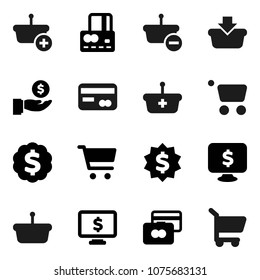 Flat vector icon set - cart vector, credit card, investment, dollar medal, monitor, basket