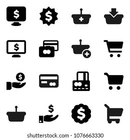 Flat vector icon set - cart vector, credit card, investment, dollar medal, monitor, basket
