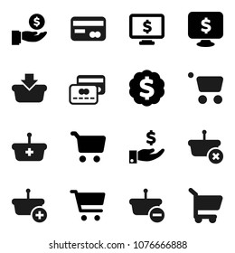 Flat vector icon set - cart vector, investment, dollar medal, monitor, credit card, basket